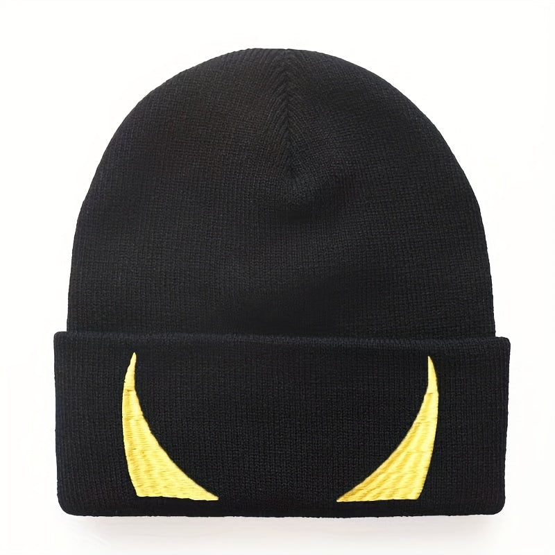Men's Eye Embroidery Winter Soft Beanie Knitted Hat