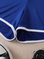Elastic Waist Trim Shorts Casual Sporty Binding Shorts
