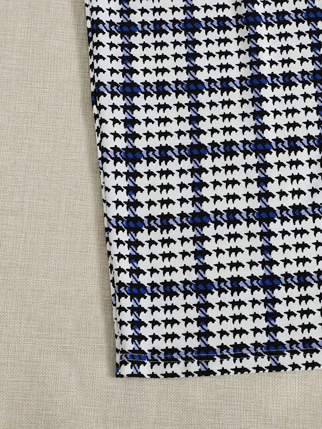 Houndstooth Print Skirt Casual Skirt For Spring & Summer
