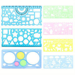 7pcs Geometric Drawing Stencils Set for Studying Plastic Rulers