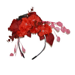 Vintage Floral Bridal Headpiece Red Roses & Pink Flowers Wedding Hair Accessory