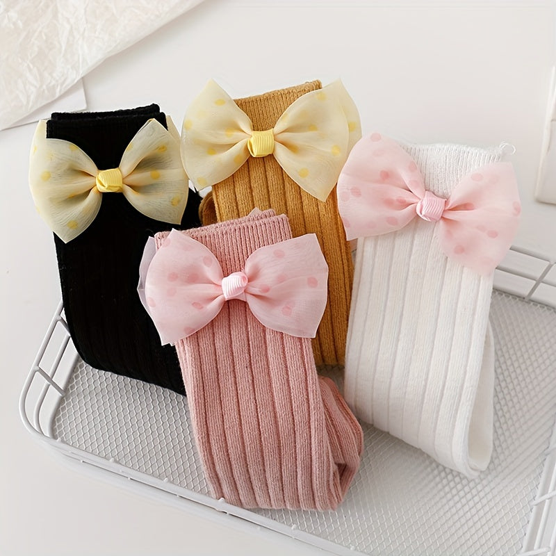 Girls Kids Bowknot Sweet Long Socks Spring Autumn