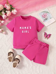 2pcs Toddler Girls MAMA'S GIRL T Shirts & Shorts Set