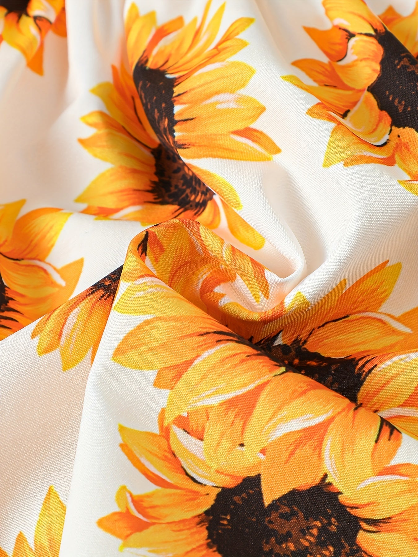 Toddler Baby Girls Ruffle Sleeve Dress Sunflowers Print Kids Clothes Summer