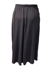 Solid Maxi Skirt Women's Plus Elastic High Rise with Pockets