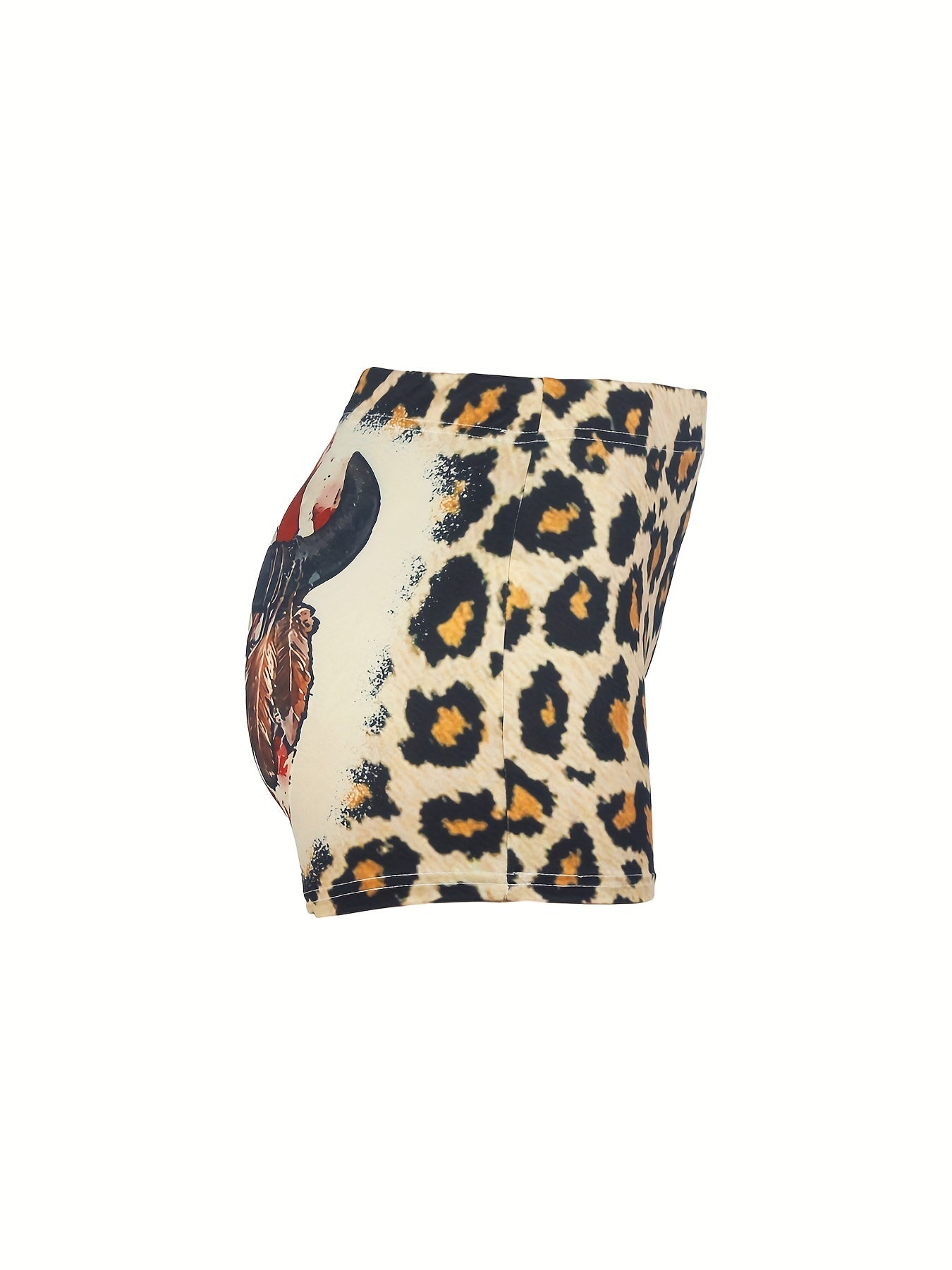 Bull Skull & Leopard Print Skinny Shorts for Women