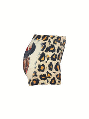 Bull Skull & Leopard Print Skinny Shorts for Women