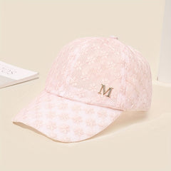 Unisex Lace Adjustable Baseball Cap with Letter Embroidery