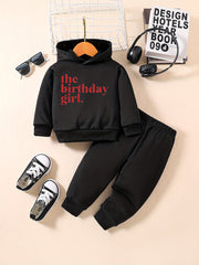 Toddler Baby Sweatshirt Set THE BIRTHDAY GIRL Print Outfit