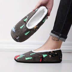 Men's Graphic Plush Cozy House Slippers Anti-skid Slip-on Shoes