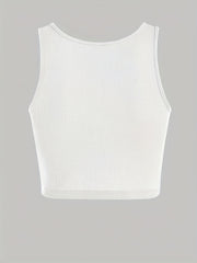 Letter Print Tank Top Crew Neck Summer Sleeveless Top