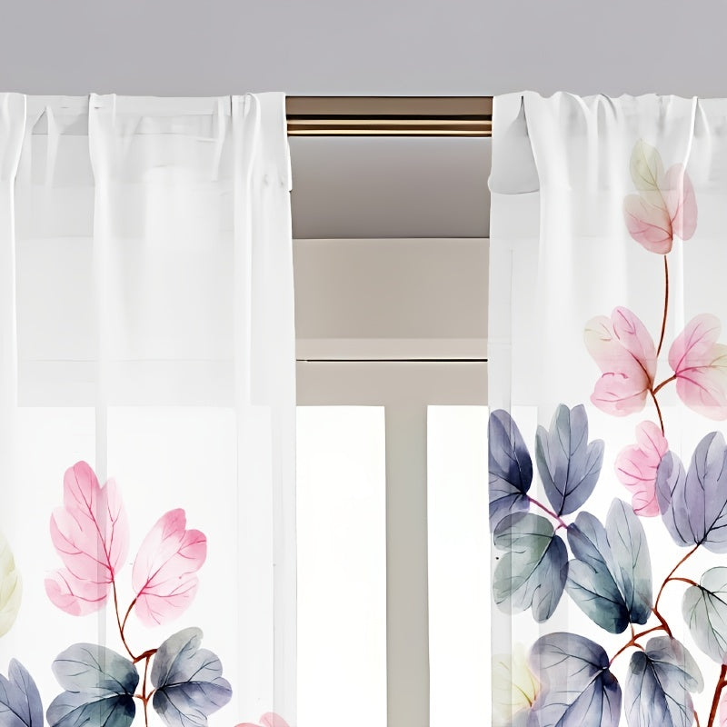 Flower Pattern Sheer Curtain for Living Room