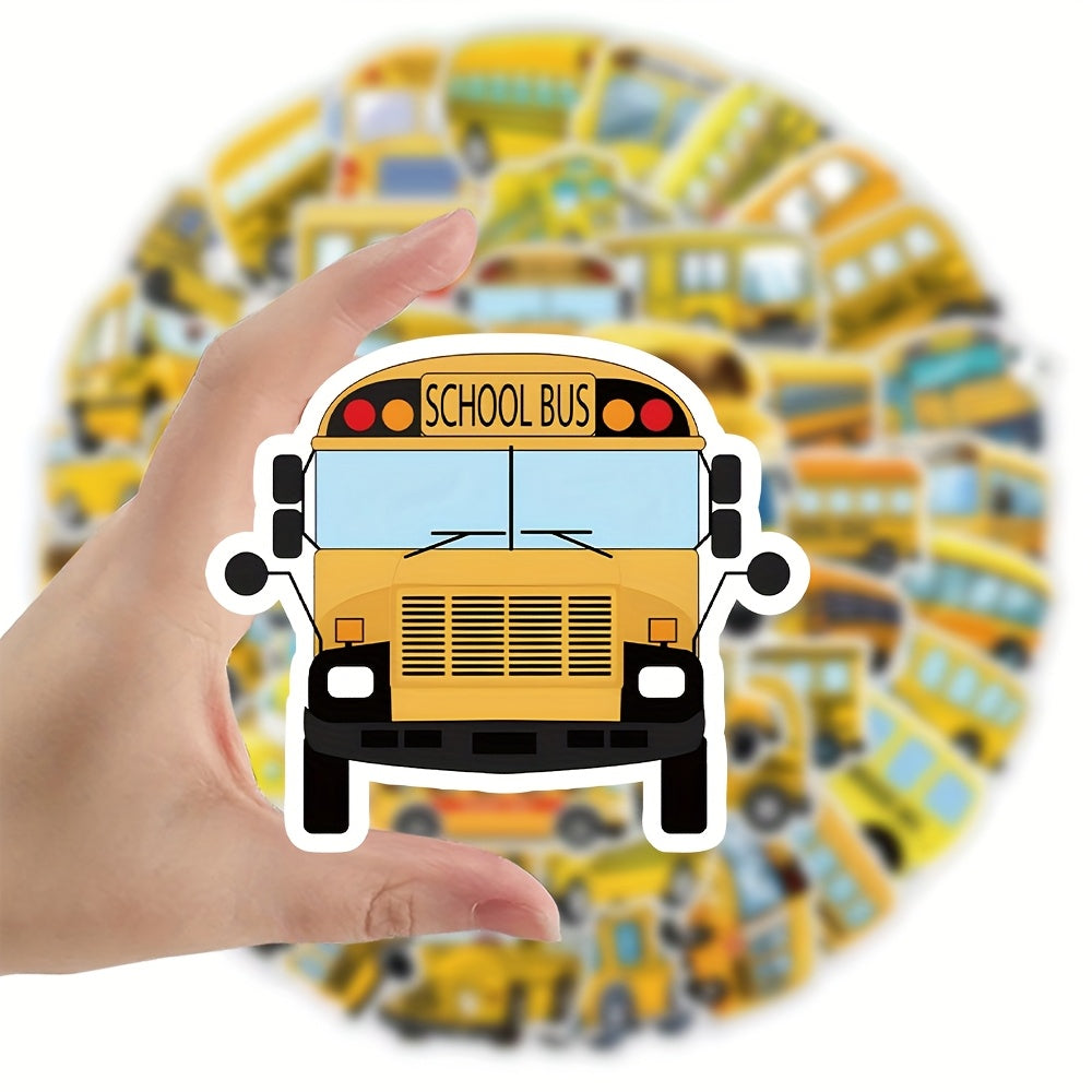 53pcs Yellow School Bus Cartoon Stickers for Kids' Back to School Decorating