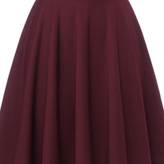 Casual Slim Skater Skirt High Waisted Solid Skirt