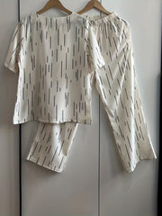 Casual Stripe Matching Two piece Set Crew Neck Tee & Wide Leg Pants
