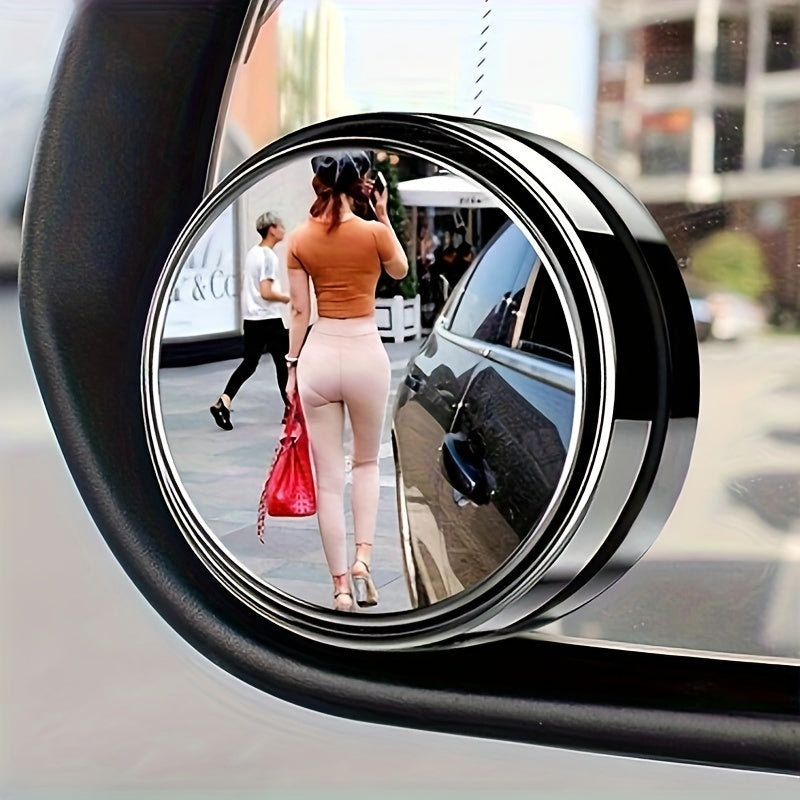 2pcs Round Blind Spot Mirrors Wide Angle Stick On Rearview Mirrors