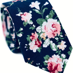 Men's Cotton Floral Printed Narrow Tie - Various Designs