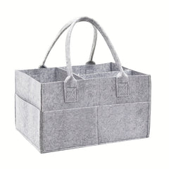 Gray Felt Diaper Caddy Organizer with 8 Pockets
