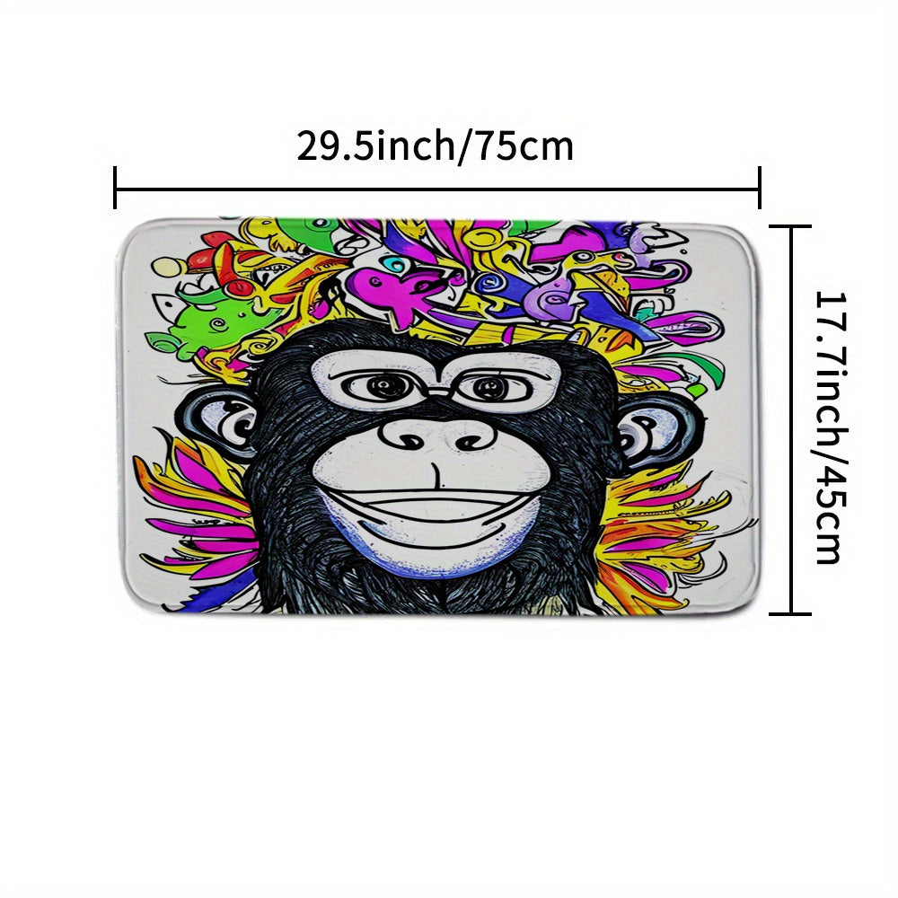 Cartoon Monkey Print Shower Curtain & Bathroom Rug Set
