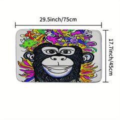 Cartoon Monkey Print Shower Curtain & Bathroom Rug Set