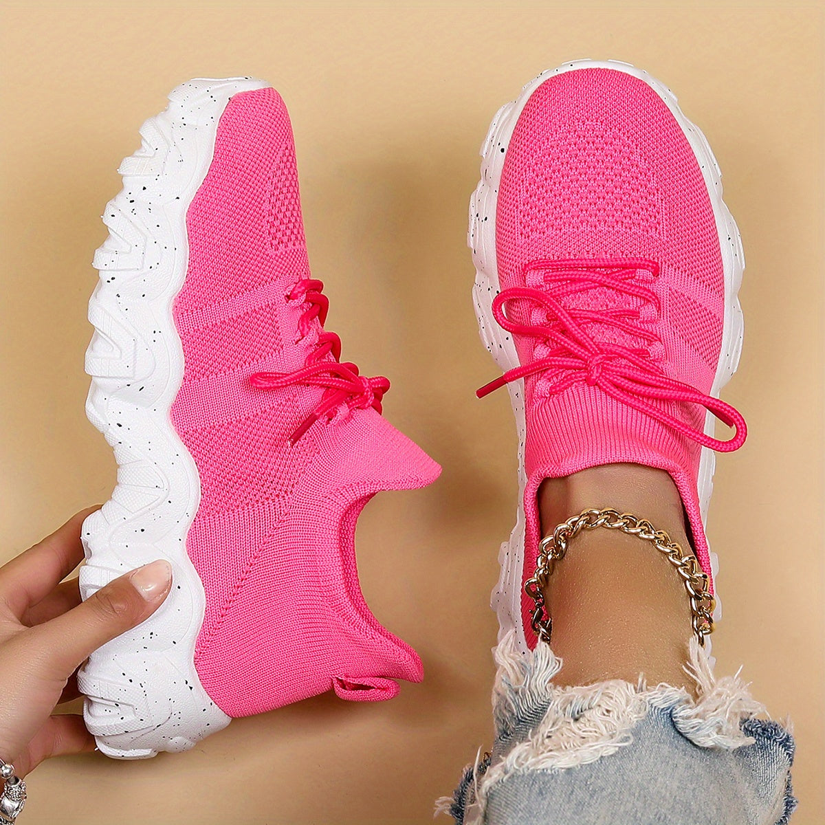 Women's Lace up Chunky Sneakers Lightweight Running Shoes