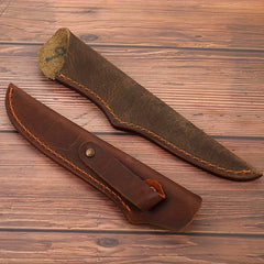 1pc Cowhide Leather Sheath For Straight Blade Knives