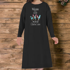Rooster & Slogan Print Long Sleeve Nightdress