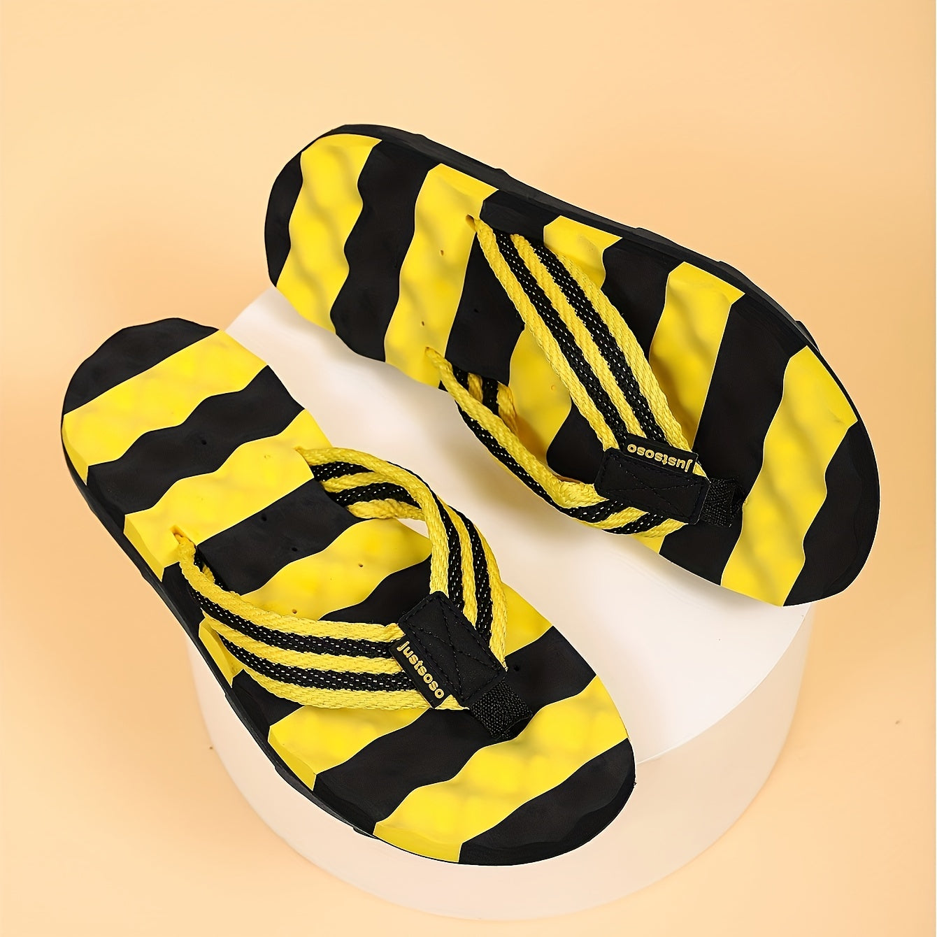 Men's Lightweight Striped Flip Flops Non Slip Sandals