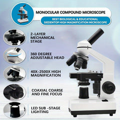 Pro Bio Compound Microscope 2500X Magnification