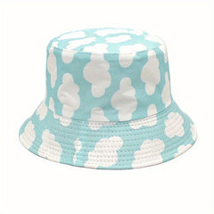 Cloud Print Reversible Bucket Hat Unisex Casual Couple Sun Cap