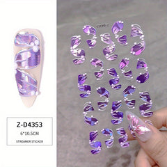 5D Relief Laser Streamer Nail Stickers DIY With Back Glue