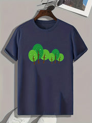 Cartoon Trees Pattern Print Men's Sports T-shirt