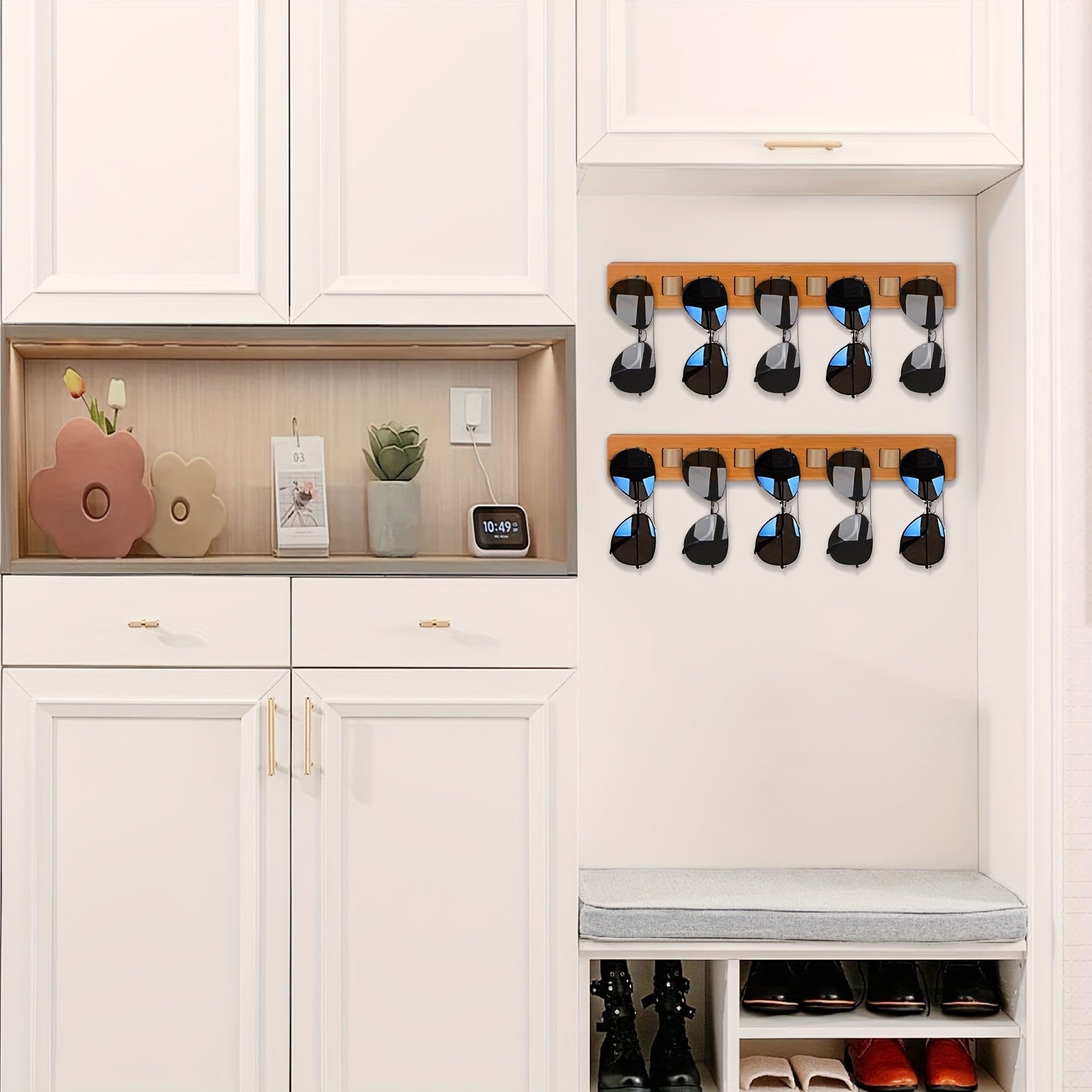Wooden Sunglasses Organizer Wall Mounted Glasses Holder
