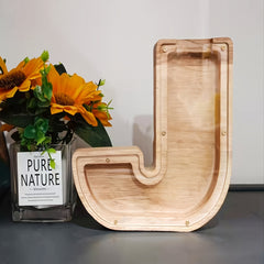 Wooden Letter J Piggy Bank