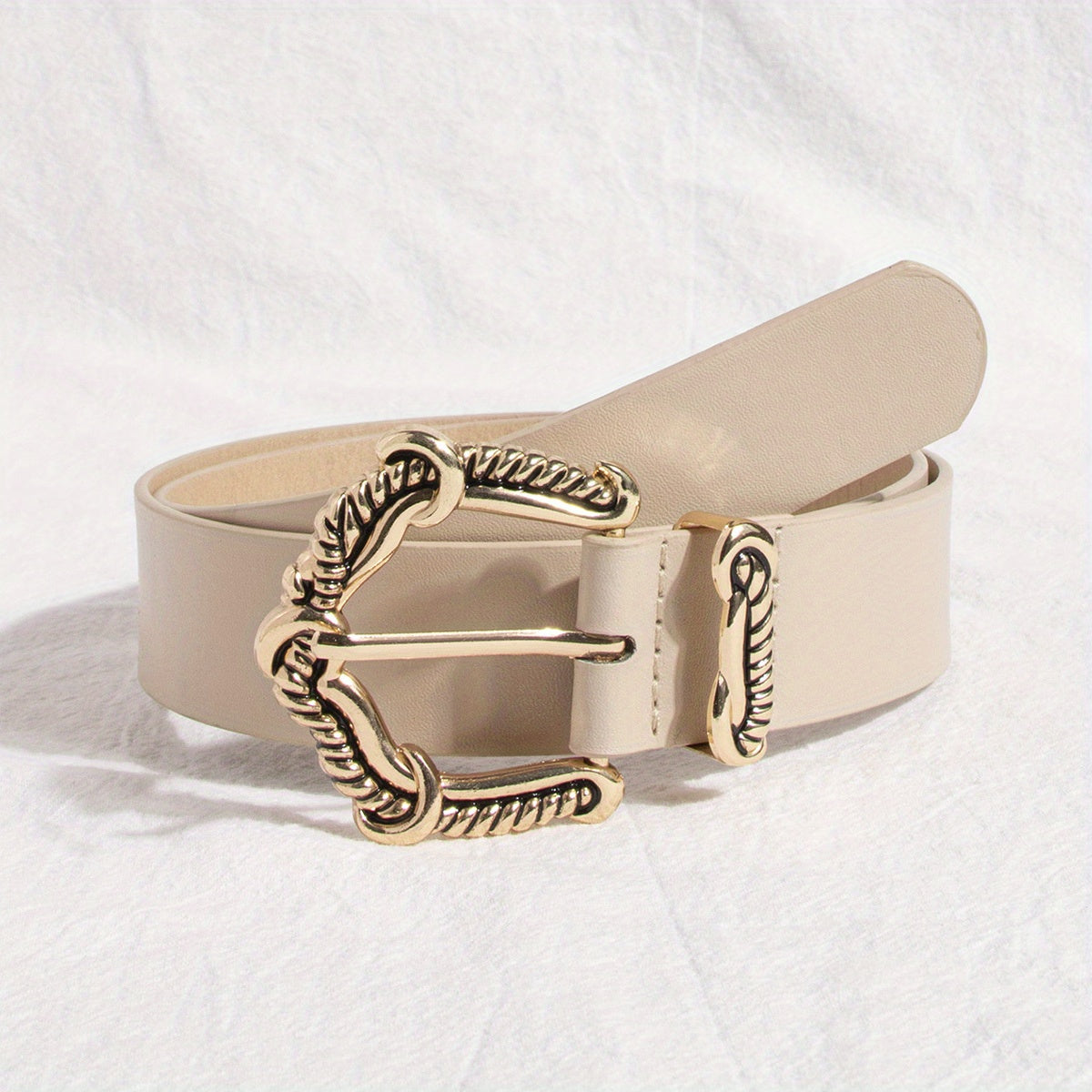 Vintage Engraved Buckle PU Belt Solid Jeans Pants Belt For Women