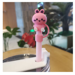 Cartoon Animal Straw Tip Lids Set, Reusable Leakproof Silicone Straw Cover