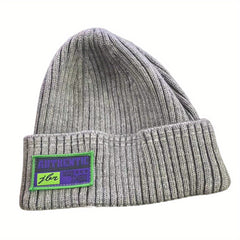 Candy Beanie Label Patch Unisex Knit Hat Coldproof Warm Ski Hat
