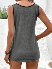 Colorblock Print Cross Front Tank Top for Summer