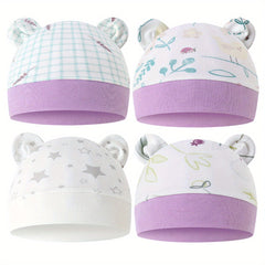 4 Pack Cartoon Ear Hats for Babies & Kids Soft & Breathable Comfort