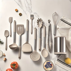 12pcs Silicone Kitchen Utensil Set With Stainless Steel Handle