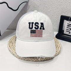 Washed Distressed Denim Trucker Hat Mesh Baseball Cap