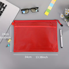 A4 PVC Matte Clip Mesh Bag Student Office Portable Storage Zipper Bag