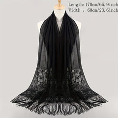 Flower Hollow Shawl Lace Shawl Solid Scarf Hijab Women Wrap