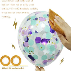 Mermaid Confetti Balloons 20pcs + 30 Clear Latex Balloons