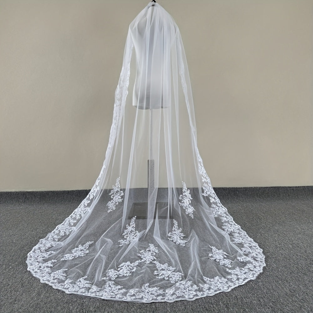 3m Lace Wedding Veil with Comb Ivory Bridal Gown
