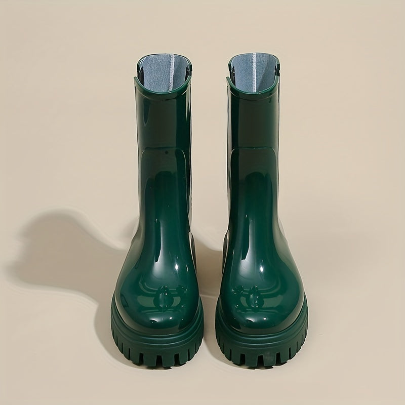 Women's Green Rain Boots Waterproof Anti Slip Short Boots