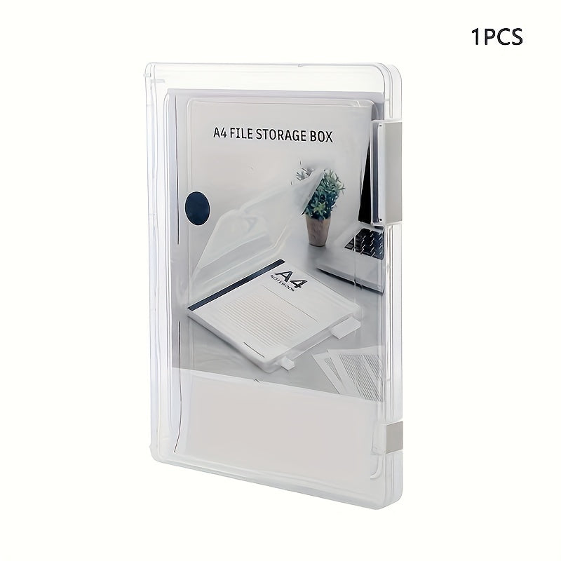 3pcs A4 Transparent File Box Data Classification Box Plastic Storage Box