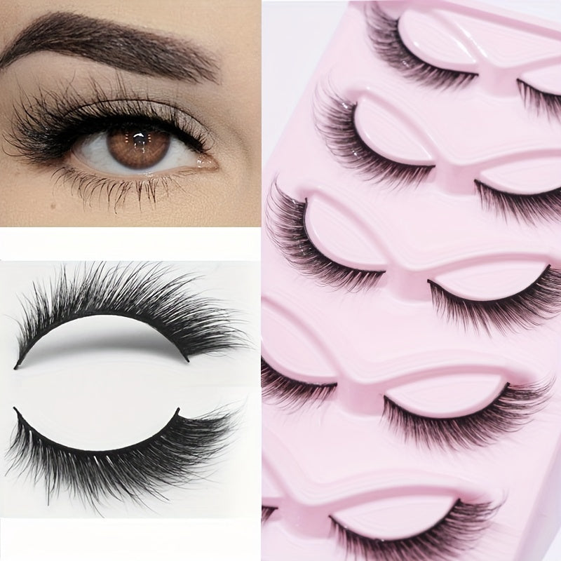5 Pairs Fox Eye False Eyelashes 16mm Natural Volume Curly Makeup Lash Extension