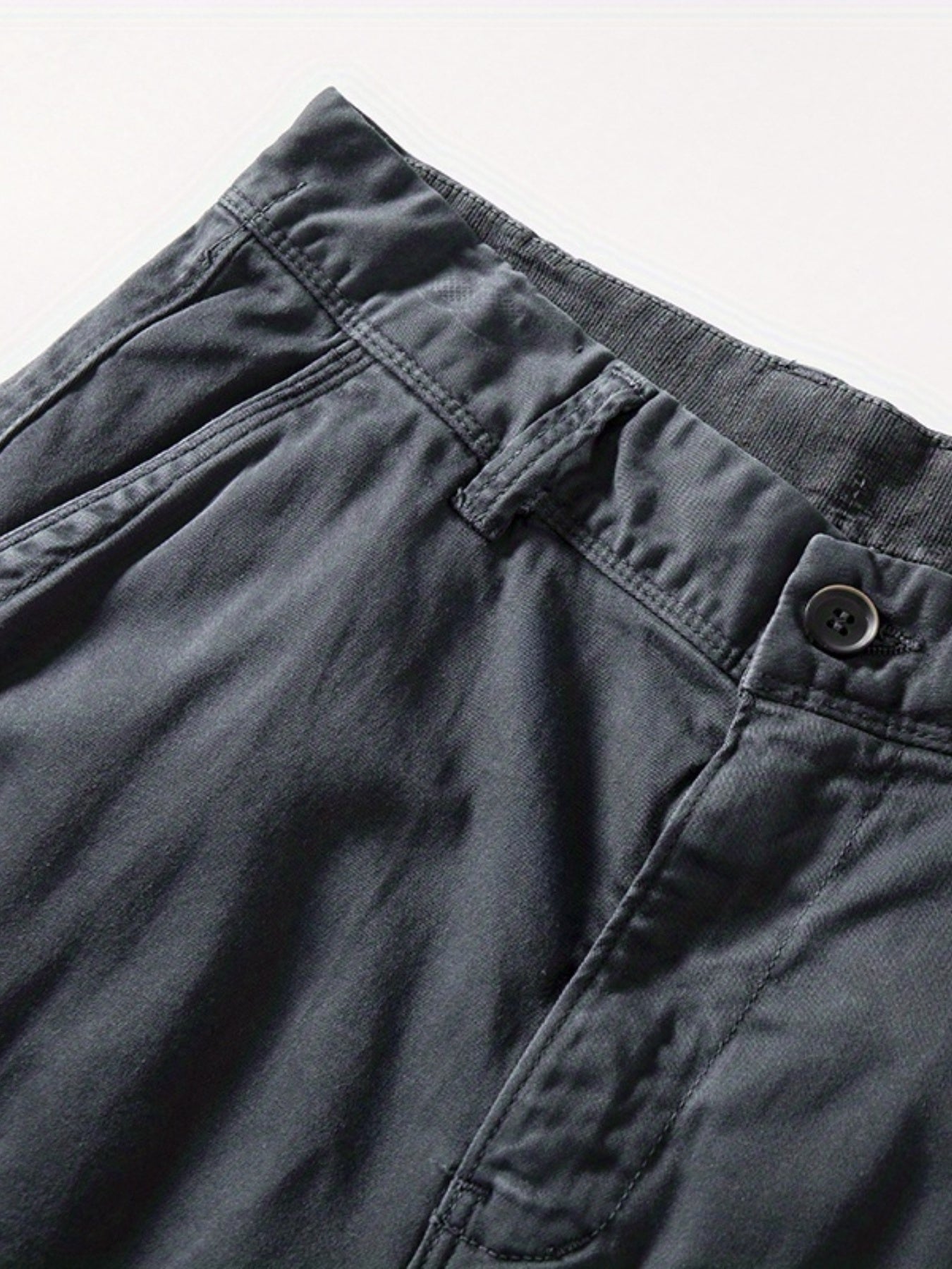Cotton Solid Flap Pockets Straight Leg Cargo Pants Men Work Hiking Fishing