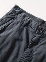 Cotton Solid Flap Pockets Straight Leg Cargo Pants Men Work Hiking Fishing